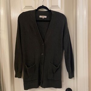 LOFT Olive Green Knit Cardigan